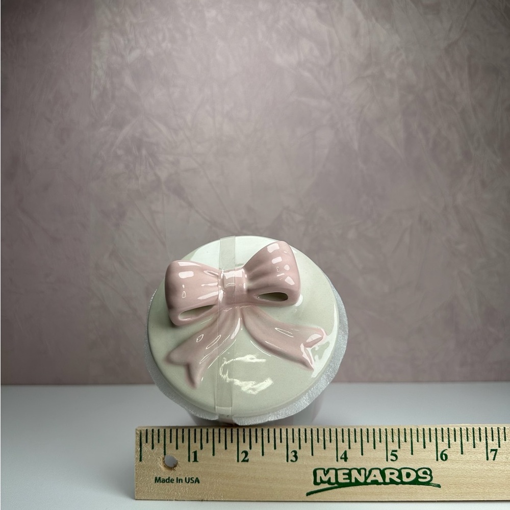 Striped Ceramic Jar with Pink Bow Lid - Picture 11 of 16